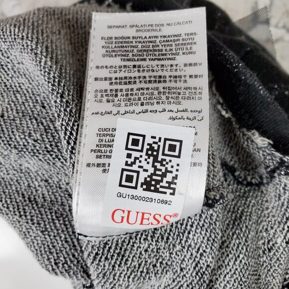 Guess Sweatshirt Embellished Black Silver  Sz Small - Picture 12 of 14